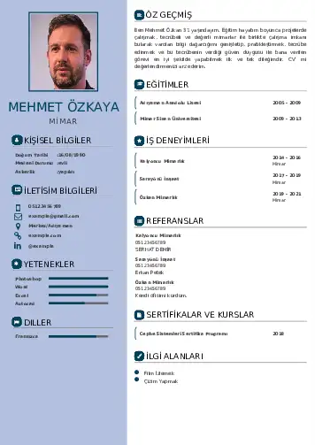 Mimar örnek cv indir
